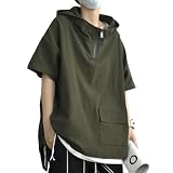 [Yeecan] メンズ tシャツ 夏服 半袖 パーカー 半袖tシャツ トレーナー 大きいサイズ クルーネック 無地 柔らかい ゆったり カジュアル シルエット 通気性 おしゃれ フード付き lv-M