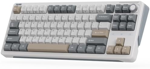 B87 Wireless Gaming Keyboard, Gasket Mounted 75% Mechanical Keyboard TKL RGB, QMK/VIA Bluetooth/2.4G/USB-C Volume Knob PBT Keycaps, Hot Swappable Linear Aster Switch, Taupe