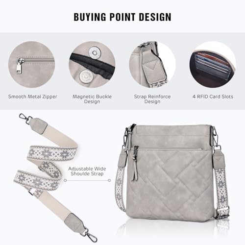 Image of POIUGOYA Quilted Crossbody Bags for Women Trendy,Vegan Leather Medium Shoulder Handbags Travel Purse with RFID Card Slots