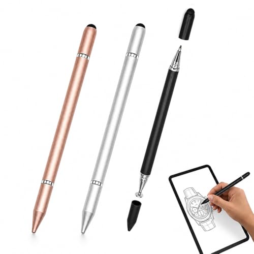 3pcs Lapiz para Tablet 3 en 1 Lapiz Compatible con teléfonos móviles y tabletas, Tiene 3 Puntas de bolígrafo Diferentes,con i Pad/A pple i Phone/Dispositivos Sam/An Droid/iO S