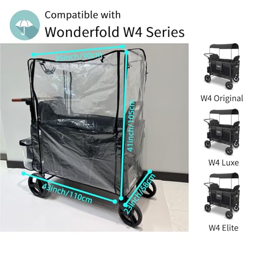 Housse de pluie poussette Wonderfold W4 protégeant 4 places du vent