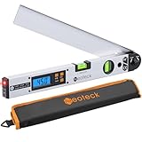 Neoteck 225° Aluminum Digital Angle Finder with Laser (Class 2 Laser,<1mW),400mm Angle Ruler Protractor with Bubble Level,LCD Display for Woodwork,Construction,Tile Installation,Picture Hanging-Silver