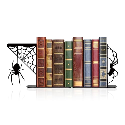 noxozoqm Metal Spider and Spider Web Bookend, Farmhouse Decorative...