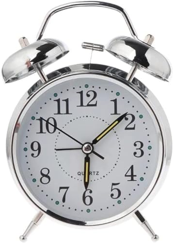 Relógio de Mesa Vintage Antigo Clássico Despertador Com Luz Led Noturna Em Metal Analógico BAnpinSH