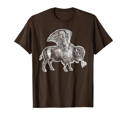 Funny Design Buffalo Wings Hot Foodie Chicken Bison Vintage T-Shirt, Men, Brown, Small