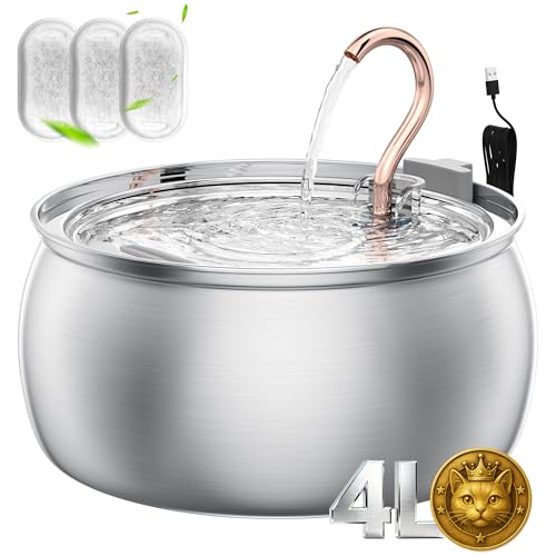 135oz/4.0L Cat Water Fountain with Copper Swan Spout, Ultra Quiet