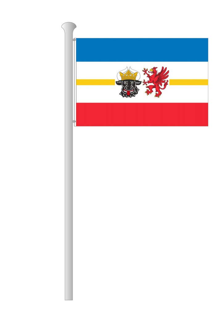 Deitert Bundesland-Flagge Mecklenburg-Vorpommern – 200x120 cm Mecklenburg-Vorpommern Fahne ohne Wappen, Hissfahne aus reißfestem Polyester
