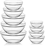 Sweejar Glass Mixing Bowls Set(set of 9),Nesting Bowls for Space Saving Storage,Great for Cooking,Baking,Prepping,Stackable Bowl Set…