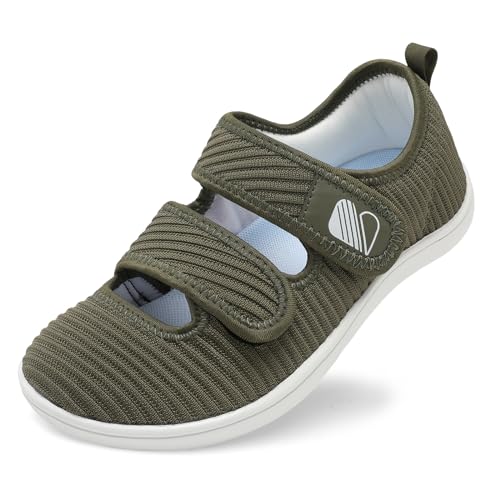 Image of Besroad Womens Walking Shoes Wide Diabetic Shoes Adjustable Barefoot Casual Sneakers Breathable Zero Drop Arthritis Edema Sneakers Indoor Outdoor