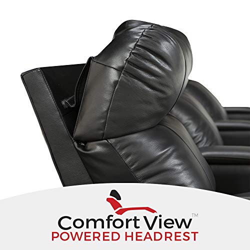 Seatcraft Monterey Leather Home Theater Seating Power Recline With Adjustable Powered Headrests, In-Arm Storage, And Usb Charging, Row Of 4, Black #TOP27
