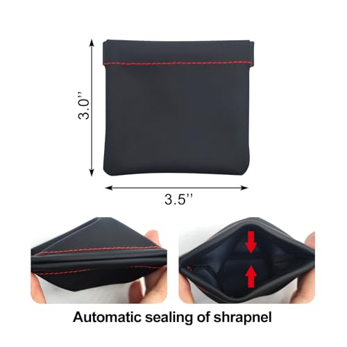 Quacc 3pcs Earphone Pouch PU Leather Headphone Storage Bag Universal Spring Bag Closure Soft Elastic Snap Spring Pouch for Storing Earphones, Coins, Keys, USB Flash Drives, Jewellery