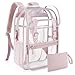 mommore Clear Backpack Heavy Duty Thick PVC Clear Bag 2 Compartments Transparent Backpack See-Through Bag