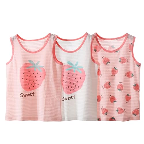 Generisch Camiseta de verano sin mangas para niña, informal, cómoda, ideal para el día a día, diseño lúdico, adecuado para todas las actividades desde la escuela hasta el parque infantil, 3 unidades
