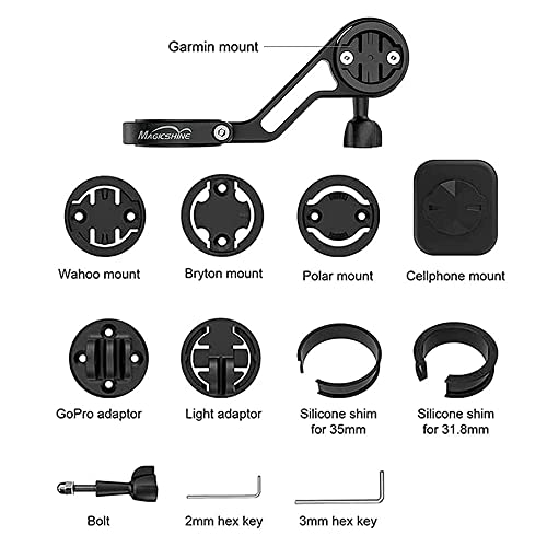 Magicshine Out Front Bike Mount, Aluminiumlegierung Fahrrad Computer Combo Lenker Halterung Kompatibel mit Garmin Computern, Fahrradlichtern, Gopro, GPS. Kompatibel mit Wahoo, Polar, Bryton Geräten