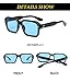 EYLRIM Square Frame Sunglasses for Women Men Fashion Rectangle Sun Glasses UV400 Protection Black Shades(A4 Black/Blue)