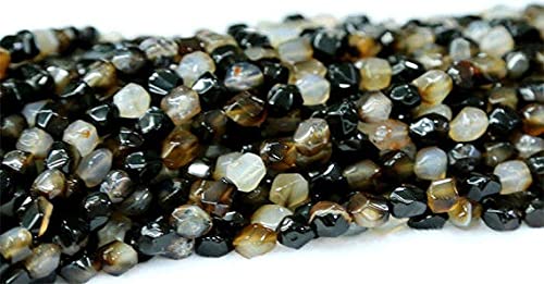 Perles de agate noire naturelle taillées à la main de 8x10mm pour création LKBEADS