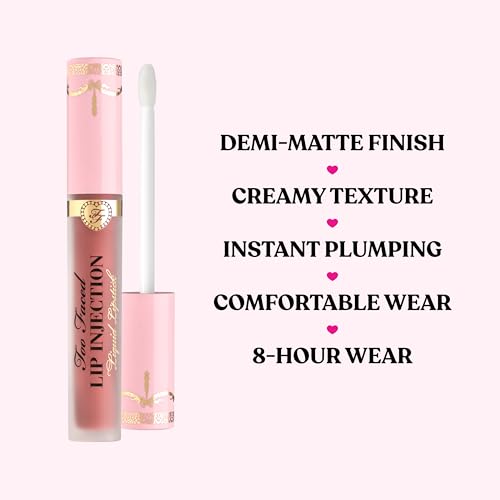 Too Faced Lip Injection Power Plumping Cream Longwear Liquid Lipstick | Hydrating, Matte + Long Lasting, 0.1 Fl Oz, InFATuated - Thumbnail 3
