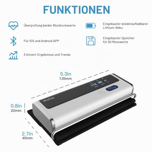 Armfit Bluetooth Blutdruckmessgerät Oberarm, Blutdruck Maschinen für den Heimgebrauch mit großen...