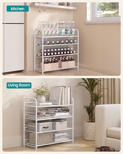 Image of SONGMICS Stackable Shoe Rack, 4 Tier Metal Shoes Rack Storage Shelf, Holds up to 16 Pairs, Adjustable Slanted Shelves Tower Organizer for Closet Entryway Small Spaces, White