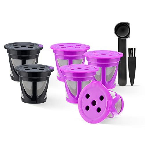Refillable K Cups For Keurig K Supreme And K Supreme Plus, Reusable Coffee K-Cup Capsule Filter Pods Compatible With Keurig Coffee Maker K Coffee Machine Brewers, 4 Purple 2 Black #TOP10