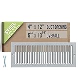 Fits 4x12 Duct Opening | Toe Kick Vent Cover by Handua | Cabinet Toe Kick Space Register Grille | HVAC Toe Space Vent Cover | Outer Dimensions: 5 3/8" X 13 3/8" | Gray