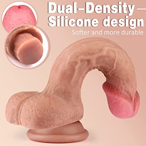 Realistic Dildo, 10 Inch Dual-Density Silicone Huge Penis With Strong Suction Cup For Hands-Free Play Flexible Dong For Vaginal G-Spot And Anal Masturbation #TOP2
