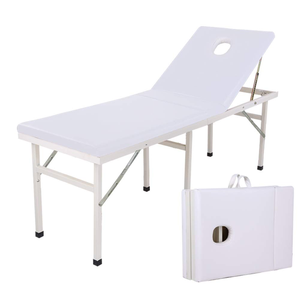 Lettini Spa Lettino da Massaggio Lettino 2 sezioni Pieghevole Portatile in Alluminio Piede per Il Viso Spa Attrezzatura Professionale per Bellezza 23,62 Pollici(White)