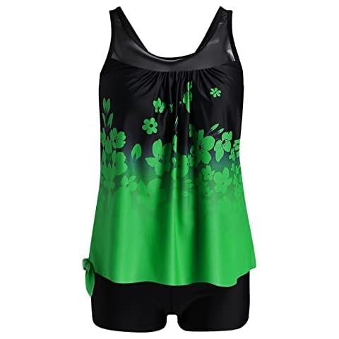 Swimming Costume Women Plus Size 24, UK Sale Swimsuits for Women with Shorts Built in Bra Bathing Control Tummy Two Suit Piece Cover
