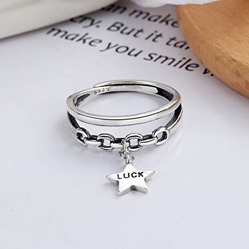 Bague Réglable Argent 925 Évite Erreur Taille Pentacle Vintage KnSam - 2