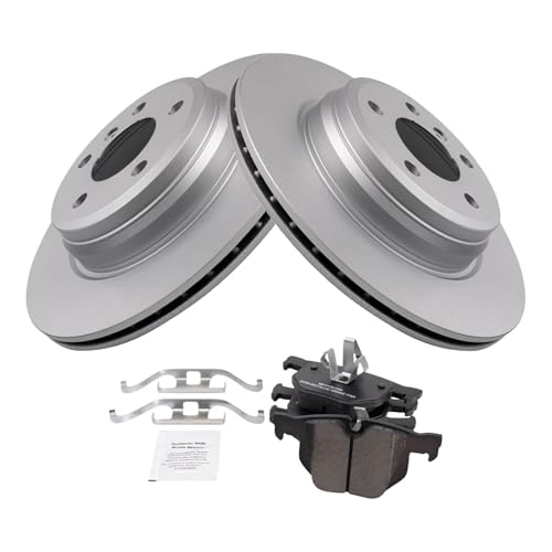 Image of TRQ Rear Brake Pad and Rotor Set Semi Metallic Coated Rotors Compatible with 2012-2013 BMW 335i 2013 335xi