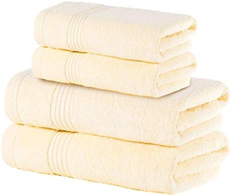 Comvi Luxury Towels 700GSM Bamboo Grey Bath Towels Set of 4 (2 Bath & 2 Hand Towels) - 50% Bamboo 50% Cotton Bathroom Linen - Soft, Absorbent & Durable Bathroom Towels 70 x 130 & 47 x 85 cm - Grey