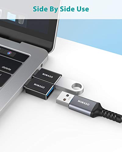 Nimaso Adattatore USB C a USB 3.0 [OTG - 4 Pezzi ] Alluminio Connettore Adattatore Tipo-C a USB A per Trasmissione Dati e Caricare per MacBook PRO 2017/2016, Google Chromebook Pixel, Nokia N1