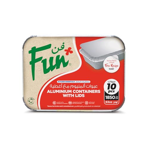 Fun Aluminium Containers with Lids 1850Cc (Pack of 10) Leakproof Food Storage Containers Durable for Meal Prep Lunch Takeout & Kitchen Use