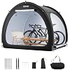 All components of the VEVOR Bike Tent laid out, including the tent body, poles, and bags.