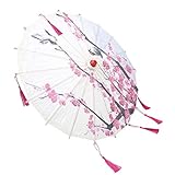 TOPINCN Oil Paper Umbrella Handmade Vintage Paper Stick Parasol Decorative Tassel Art Craft for...