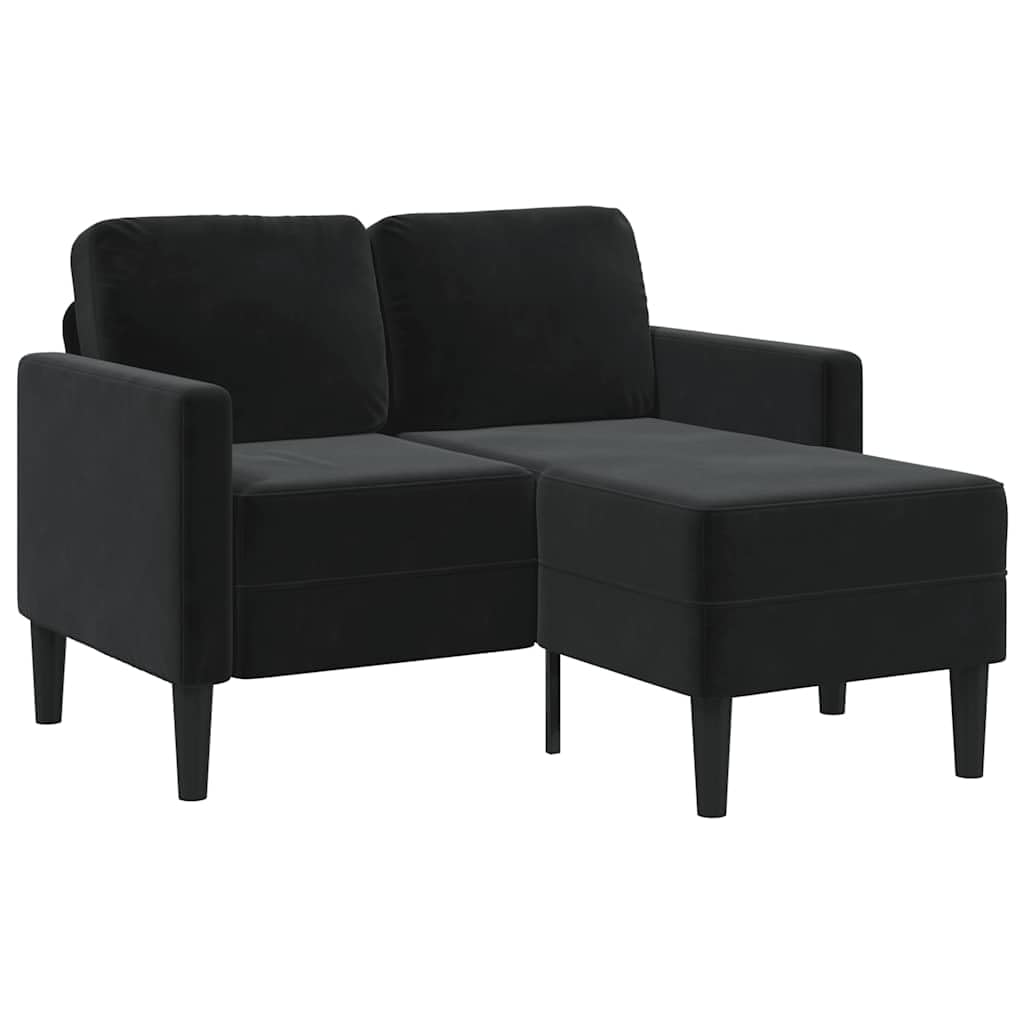 vidaXL Sofa 2-osobowa z szezlongiem w kształcie litery L, czarna, 125 cm,