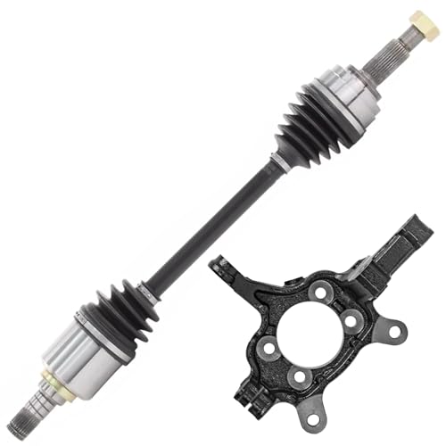 Image of Detroit Axle - 2.0L Front Left Steering Knuckle Kit for 07-12 Nissan Sentra w /CVT Transmission, Driver Side Steering Knuckle CV Axle 2007 2008 2009 2010 2011 2012 Replacement