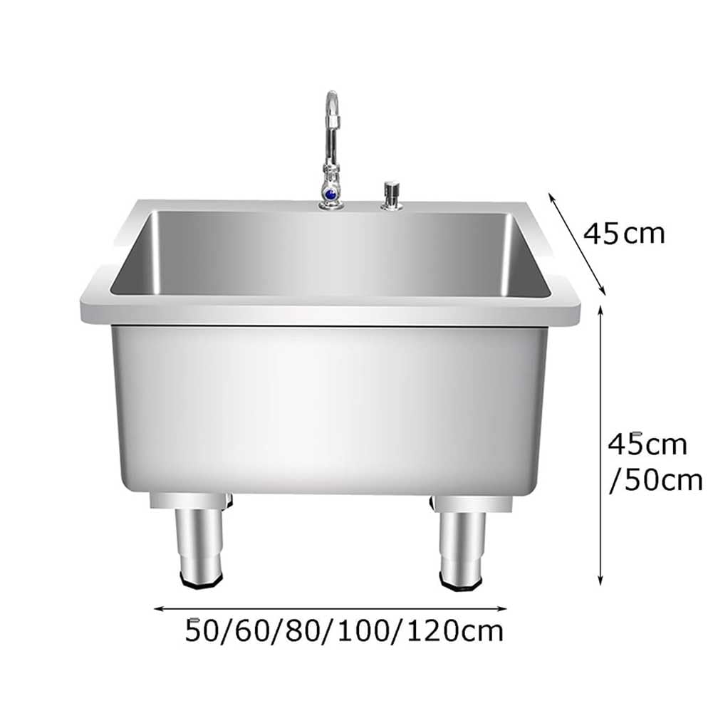 Fregadero para Fregona Independiente con Grifo, Fregadero para Fregona De Acero Inoxidable 304 con Botón De Drenaje Y Ranura de 30 cm de Profundidad para Restaurantes