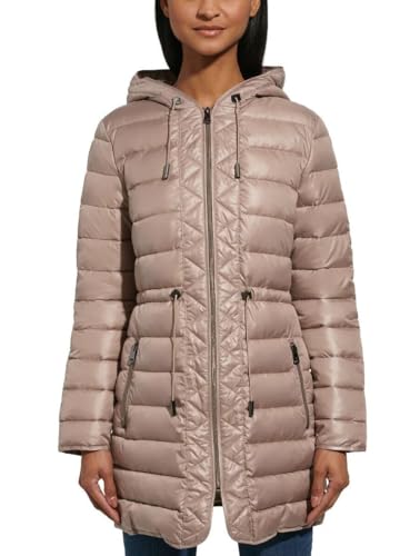 Kenneth Cole Women's Hooded Quilted Long Puffer Jacket Coat