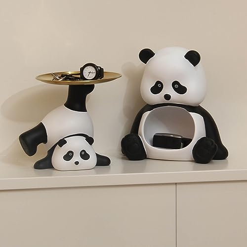 Bandeja para Servir Panda, Ornamentos Delicados para Armazenamento de Panda, Resina Viva e Fofa para