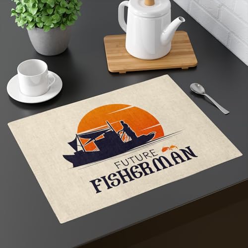 Sets de table en lin Future Fisherman - Grand format chic pour repas élégants