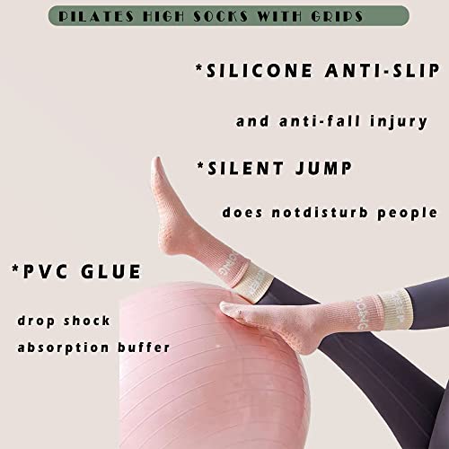 MR.KM Pilates Yoga Socks with Grips for Women Non-Slip Grip High Socks3