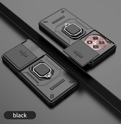 Image of SHINESTAR Tough Armor OnePlus 12R 5G Bumper Back Case Cover | Ring Holder & Sliding Camera Shield Cover | 360 Degree Protection Back Case Cover for OnePlus 12R 5G (Black)