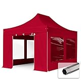 TOOLPORT Faltzelt Faltpavillon Pavillon 3x4,5m - mit 4 Seitenteilen (Panoramafenster) Premium Dach Partyzelt rot