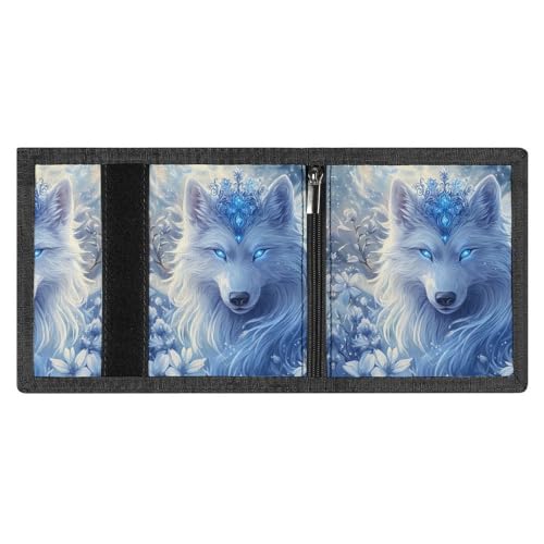 White Wolf Trifold Wallet Slim Credit Card Holder Minimalist Front Pocket Money Clip for Women Men4