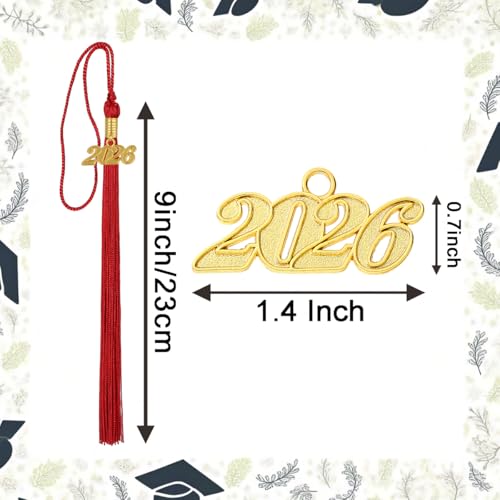 Image of 10 Pieces 2026 Graduation Tassels Bulk with Gold Year Charms for Graduation Cap Accessories (Red)