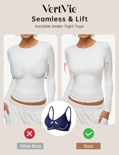 Sujetador cómodo sin aros Vertvie ropa interior push up suave de cobertura completa 4
