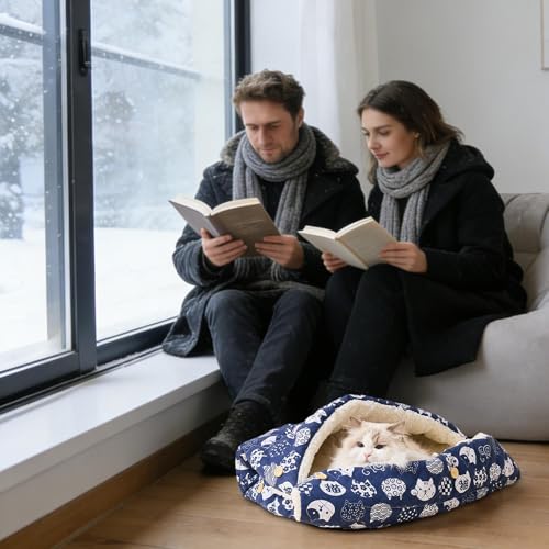 Lit chauffant pour chat grand nid d'hiver en peluche douce pour salon et balcon - 4