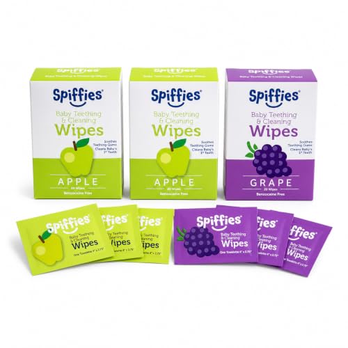 Baby Teeth & Gum Wipes Apple & Grape Variety Xylitol Fluoride Free 60ct
