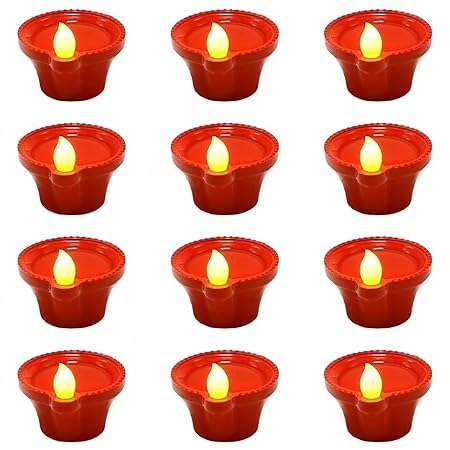 SID Candle LED Diya Lights, 6 Pieces Electric Flameless Battery Operated Diyas, Decorative Lights for Diwali, Festivals-image-11